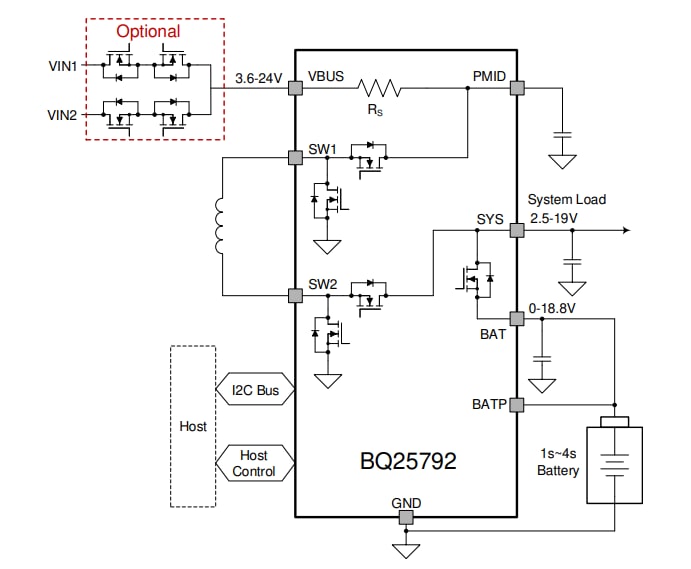 Schéma - Texas Instruments Chargeurs Buck-Boost à découpage bq25792